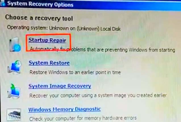 System Recovery Options PCsolutionHD.com