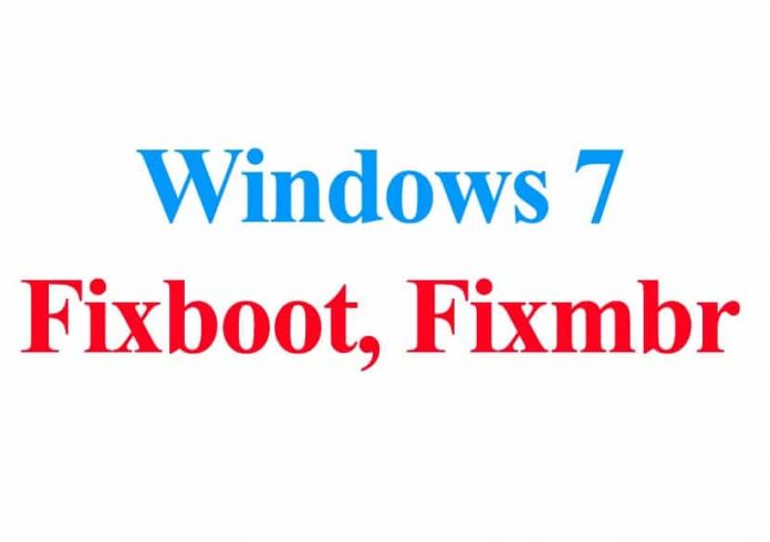 Windows 7 Fixboot, Fixmbr