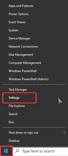 Settings in Windows 10