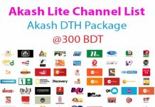 Akash Lite Channel List 2025 – Akash DTH Package @300 BDT Akash Lite Channel List