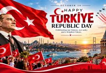 Türkiye Republic Day 2026: October 29 History, Wishes & Celebrations Türkiye Republic Day 2026 celebration with Turkish flag and October 29 greeting