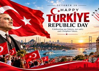Türkiye Republic Day 2026: October 29 History, Wishes & Celebrations Türkiye Republic Day 2026 celebration with Turkish flag and October 29 greeting